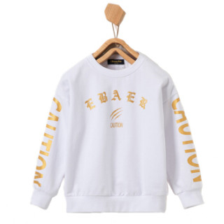 一贝皇城男童卫衣圆领休闲上衣简约撞色短款宽松外套春2019新品 1119108019 象牙 130cm