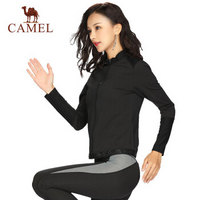 骆驼（CAMEL）瑜伽外套秋季女款运动服休闲短款修身夹克立领健身上衣薄款 黑色S