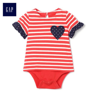 Gap旗舰店 女婴 棉质印花爱心图案短袖连体衣375187 朱红色 6-12M