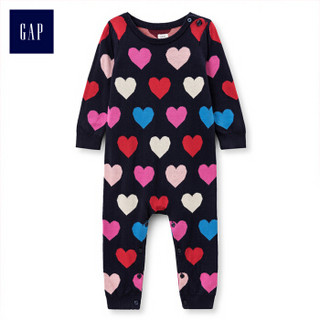 Gap旗舰店 女婴 爱心图案圆领长袖针织一件式连体衣401657 海军蓝色 6-12M