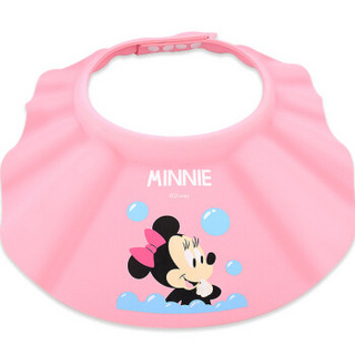 Disney 迪士尼 婴儿洗头帽 幼儿浴帽防水护耳儿童洗发帽宝宝洗澡洗头神器可调节粉色米妮818