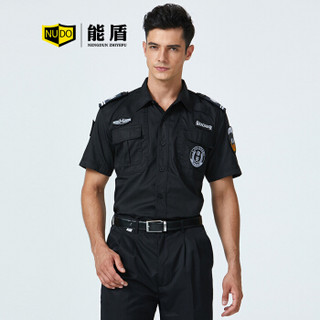 能盾夏季保安服套装工作服男衬衫上衣裤子物业制服BCY-X02黑色套装+配件M/165