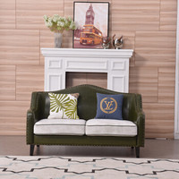 中伟美式实木沙发后现代沙发大小户型布艺沙发简约沙发客厅沙发 双人位 橄榄绿
