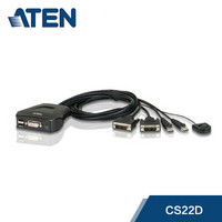 ATEN宏正2口USB DVI KVM多电脑切换器外接按钮切换 CS22D