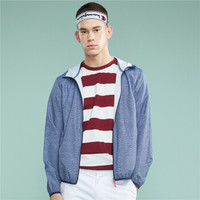 佐丹奴(Giordano) 男装风衣 连帽轻薄皮肤风衣外套01079001 96花纱靛紫蓝色 中码(170/96A)