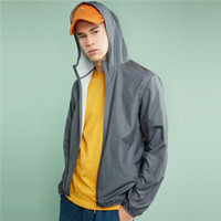 佐丹奴(Giordano) 男装风衣 连帽轻薄皮肤风衣外套01079001 98花纱火石蓝色 大码(175/100A)