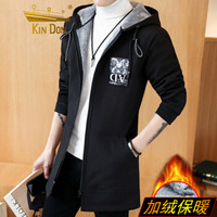 金盾(KIN DON)风衣 2019新款男士时尚加绒加厚中长款风衣401-F657黑色加绒M