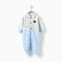 童泰婴儿衣服春季外出服连体衣 T91Q1306 蓝色 73
