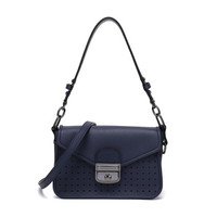 LONGCHAMP 珑骧 女士MADEMOISELLE LONGCHAMP系列 海军蓝色牛皮手提单肩斜挎包 2038 883 006
