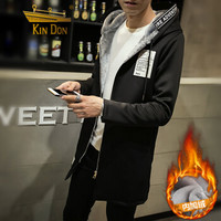 金盾(KIN DON)风衣 2019新款男士时尚潮流加绒中长款连帽风衣105B-3-F115黑色4XL