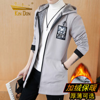 金盾(KIN DON)风衣 2019新款男士时尚加绒加厚中长款风衣401-F657灰色加绒M