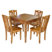 顺富美（SHUNFUMEI）橡木餐桌椅  单位餐桌椅 棋牌桌椅 一桌四椅组合  餐厅家具