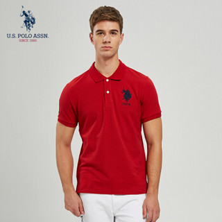 U.S. POLO ASSN. Polo衫男2019年新品男士短袖T恤纯棉多色男短袖衫美式休闲男上装6017965AL 红色 2XL/185