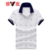 雅鹿 polo衫男 2019夏季新品商务休闲修身男士半袖翻领t恤上衣男 LZ-LP21 白色 2XL