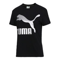 PUMA 彪马 女子 休闲 T恤 CLASSICS LOGO 圆领 短袖 579406 01黑色L码