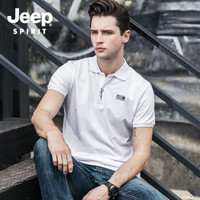 吉普 JEEP 男士POLO衫  2019春夏季新品男士短袖T恤翻领POLO衫潮流韩版修身男装  FSM-1036 白色 2XL