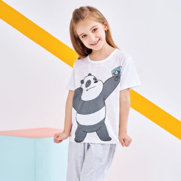 三枪童装儿童家居套装 咱们裸熊系列 水柔棉儿童男童女童中大童短袖