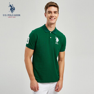 U.S. POLO ASSN. Polo衫男2019年新品男士短袖T恤纯棉多色男短袖衫美式休闲男上装6017965AL 绿色 XL/180