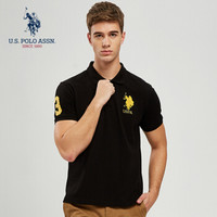 U.S. POLO ASSN. Polo衫男2019年新品男士短袖T恤纯棉多色男短袖衫美式休闲男上装6017965AL 黑色 2XL/185