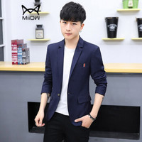 猫人(MiiOW)男士西服休闲时尚百搭纯色单西便服外套QT815A-632深蓝色M