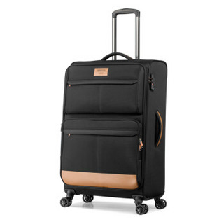AMERICAN 29英寸可扩展软箱复古行李箱前片口袋丰富隔层旅行箱 万向轮TSA密码锁TI8黑色