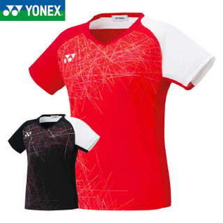 YONEX 尤尼克斯 羽毛球服女士新款圆领短袖T恤速干透气运动服日本原产 20385 红色 M