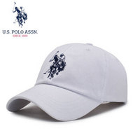 美国马球协会 U.S. POLO ASSN.U.S.POLO 帽子男女四季通用棒球帽防晒遮阳帽潮流鸭舌帽运动经典纯色街舞嘻哈帽 SMZOO-60001 白