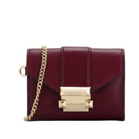 MICHAEL KORS 迈克 科尔斯 MK 女包Whitney系列 小号暗酒红色皮质链式钱夹 32H8GWHC1L OXBLOOD *8件