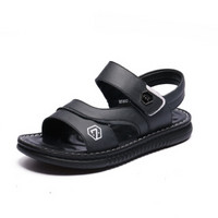 七波辉（7-PE）凉鞋 新款男童简约时尚皮凉鞋夏季儿童防滑耐磨凉鞋 HB54013 黑色 32