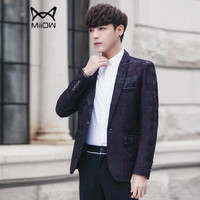 猫人(MiiOW)男士西服休闲时尚花色单西便服外套QT4001-1-XZ1873酒红色5XL