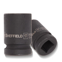 钢盾 SHEFFIELD  S123223 紧固头 汽修 气动扳手 1/2''系列六角风动套筒23mm