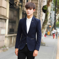猫人(MiiOW)男士西服休闲时尚纯色单西便服外套224-606藏青色L