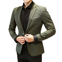 雅鹿 西服男2019四季新款外套男士修身青年商务绅士上衣单件舒适休闲西服男  ·YP-1807 绿色 XL