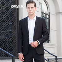 凯撒 KAISER 西服2019春新款商务风纯色百搭男装男士西服套装 黑色 175/92A