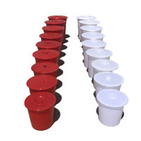 鸿正 水桶 100L塑料水桶水缸带盖 450*460mm 红白 颜色随机 /个