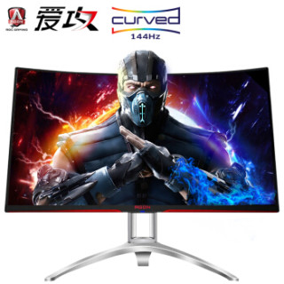AOC AG322FCX1 31.5英寸 三代曲面升级 144Hz刷新 1ms 广色域 FreeSync技术 ΔE2吃鸡 游戏电竞电脑显示器