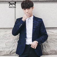 猫人(MiiOW)男士西服休闲时尚花色单西便服外套QT4001-1-XZ1873藏青色M