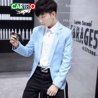 卡帝乐鳄鱼（CARTELO）西服 青年小西装男士单西便服外套A348-X701天蓝色2XL