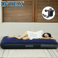 INTEX 2019年线拉蓝色款64757家用充气床垫户外气垫床特大加高单人折叠床99*191*25cm躺椅充气垫防潮垫