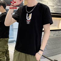 俞兆林（YUZHAOLIN）短袖T恤 男士时尚字母短袖T恤A301-T101黑色3XL