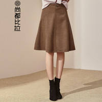 尚都比拉（Sentubila）半身裙女显瘦2018秋冬季新款毛呢A字短裙 184Q0422216 驼色 S