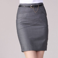 丽乔 2019夏季新品女装半身裙女职业女装淑女修身包臀一步裙短裙 kkcxj31311 灰色 2XL