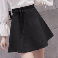 莉夏乐 春夏装新品半身裙女装百搭大摆半身裙学院风短裙子纯色简约轻奢 zx1203-7776 黑色 XL