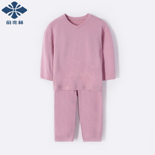 俞兆林 YUZHAOLIN 童装儿童家居服男女童长袖睡衣小孩子内衣套装秋衣两件套新款 时尚英文-紫色 120