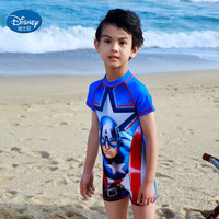 迪士尼（DISNEY)儿童泳衣 漫威系列复仇者联盟美国队长 中小童男童连体泳衣冲浪服S19W2F0162A 蓝色 110