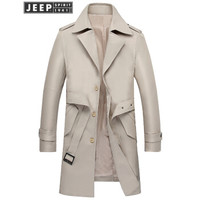 罗蒙(ROMON)风衣男 2019春秋新款时尚翻领舒适修身商务休闲中长款外套男装 9JK948606 卡其 185