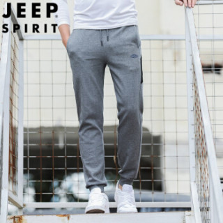 吉普 JEEP 卫裤男运动裤束脚 2019春季新款男士休闲简约纯色长裤小脚UT1111 灰色 L