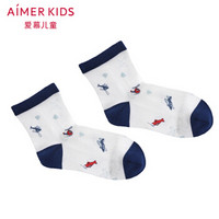 Aimer kids爱慕儿童童装飞行记印花童袜男童春夏棉质短袜AK2941621白色印花20