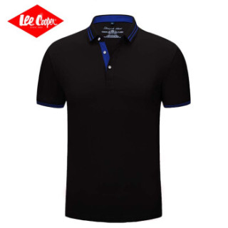 Lee Cooper 短袖T恤2019青年男士短袖体恤简约百搭宽松时尚休闲款 纯色Lee黑色 M