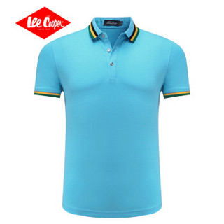 Lee Cooper    短袖POLO衫2019短袖潮流新款休闲翻领百搭打底衫 LZ-6118 浅蓝 2XL